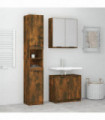 3 Piece Bathroom Cabinet Set Smoked Oak Engineered Wood