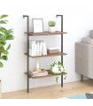 3-Tier Leaning Shelf Dark Brown and Black 64x35x120.5 cm