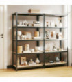 vidaXL 5-Layer Heavy-duty Shelves 2 pcs Grey Steel&Engineered Wood
