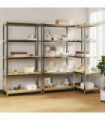 5-Layer Shelves 3 pcs Silver Steel&Engineered Wood