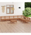 9 Piece Garden Lounge Set Solid Pinewood Honey Brown