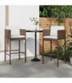 Bar Stools 2 pcs with Cushions Brown Poly Rattan