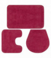 Bathroom Mat Set 3 Pieces Fabric Fuchsia