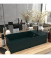 vidaXL Bathroom Sink with Overflow Ceramic Dark Green