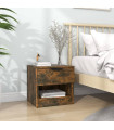 Bedside Cabinet Smoked Oak Engineered Wood