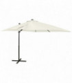 Cantilever Umbrella with Pole and LED Lights Sand 250 cm