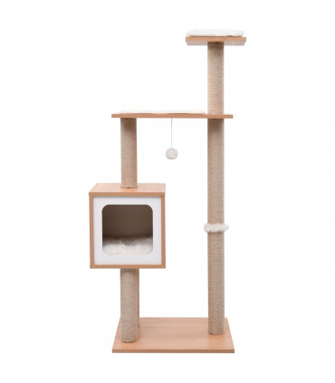 Cat Tree with Sisal Scratching Mat 123 cm - White