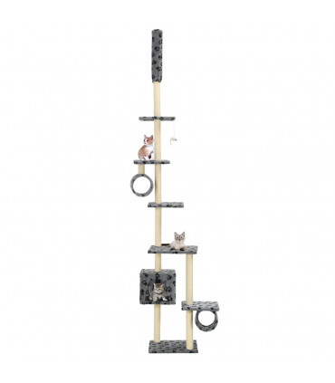 Cat Tree with Sisal Scratching Posts 260 cm Grey Paw Prints