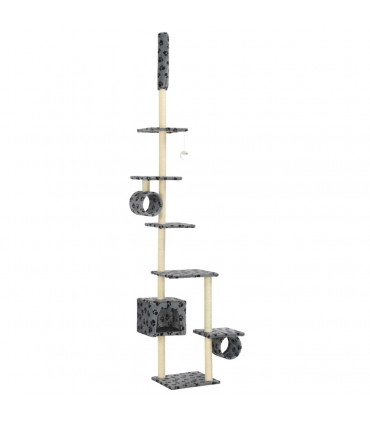 Cat Tree with Sisal Scratching Posts 260 cm Grey Paw Prints