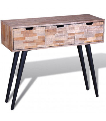 Console Table with 3 Drawers Reclaimed Teak Wood