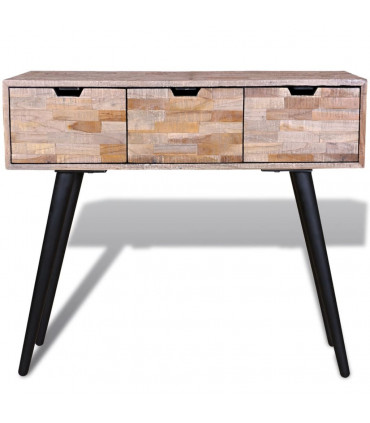 Console Table with 3 Drawers Reclaimed Teak Wood