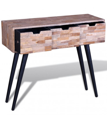 Console Table with 3 Drawers Reclaimed Teak Wood