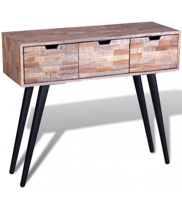 Console Table with 3 Drawers Reclaimed Teak Wood