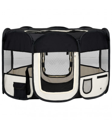 Foldable Dog Playpen with Carrying Bag Black 125x125x61 cm