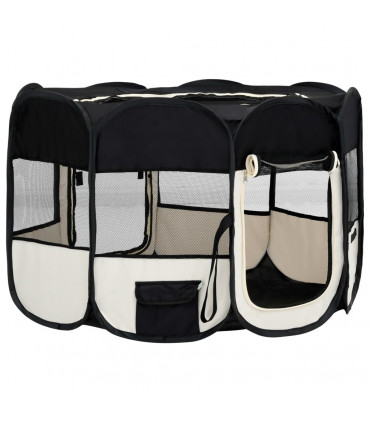Foldable Dog Playpen with Carrying Bag Black 125x125x61 cm