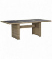 Garden Dining Table Brown 200x100x74 cm Glass and Poly Rattan