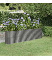 Garden Planter Powder-coated Steel 260x40x68 cm Grey