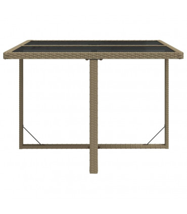 Garden Table Beige 109x107x74 cm Poly Rattan and Glass