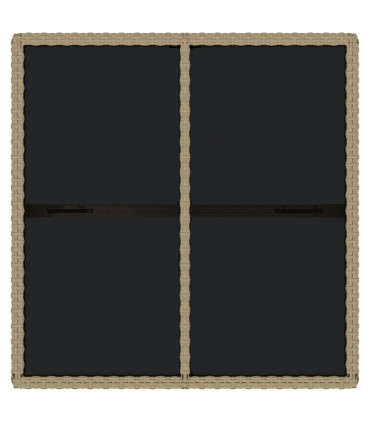 Garden Table Beige 109x107x74 cm Poly Rattan and Glass