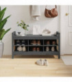 Hall Bench Grey 110x40x60 cm Solid Wood Pine