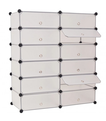 Interlocking Shoe Organiser with 12 Compartments White