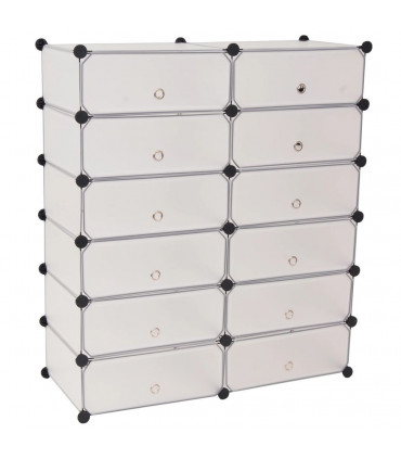 Interlocking Shoe Organiser with 12 Compartments White