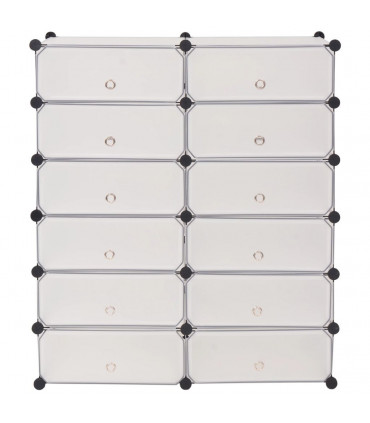 Interlocking Shoe Organiser with 12 Compartments White