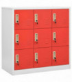 Locker Cabinet Light Grey and Red 90x45x92.5 cm Steel