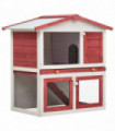 Outdoor Rabbit Hutch 3 Doors Red Wood