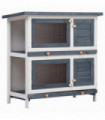 Outdoor Rabbit Hutch 4 Doors Grey Wood