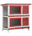 Outdoor Rabbit Hutch 4 Doors Red Wood