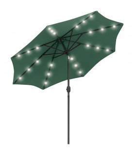 2.7m Patio LED Umbrella Push Button 8 Ribs Sun Shade Table Market Umbrella Green