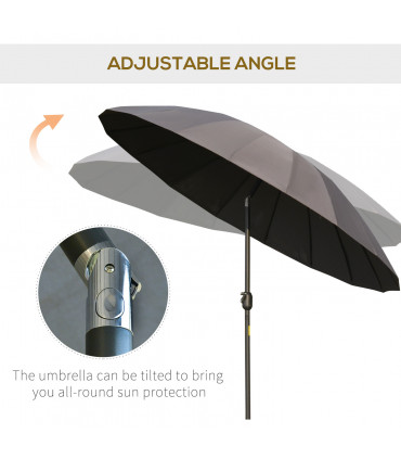 255cm Umbrella Outdoor Push Button Tilt Crank and Ribs  Dark Grey