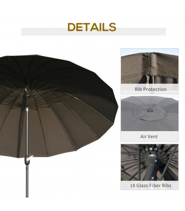 255cm Umbrella Outdoor Push Button Tilt Crank and Ribs  Dark Grey