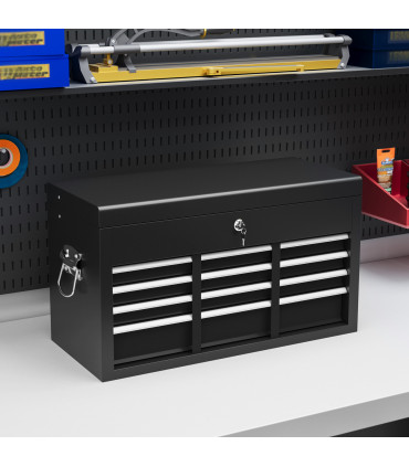 HOMCOM Lockable Metal Tool Chest w/ 6 Drawer, Ball Bearing Runners, Black