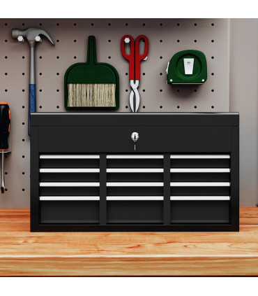 HOMCOM Lockable Metal Tool Chest w/ 6 Drawer, Ball Bearing Runners, Black