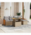 vidaXL 6 Piece Garden Sofa Set with Cushions Beige Poly Rattan
