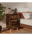 vidaXL Bed Cabinet with Solid Wood Legs Smoked Oak 40x35x69 cm