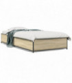 vidaXL Bed Frame Sonoma Oak 75x190 cm Small Single Engineered Wood and Metal