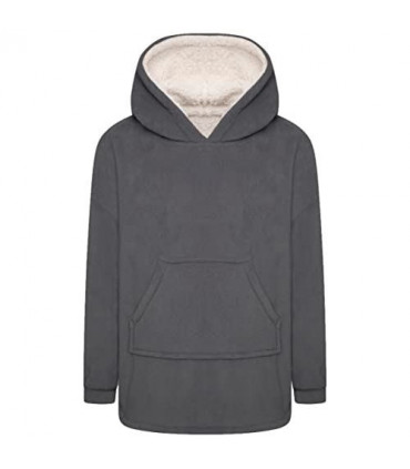 KIDS CORAL FLEECE BLANKET HOODIE CHA S/M