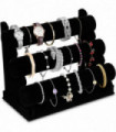 Velvet 3 Tier Jewellery Display Stand Organizer Detachable Bracelet Watch Holder