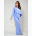 Oversized Long Sleeve Crop Top and Wide Leg Trouser Co-ord Set