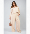 Oversized Long Sleeve Crop Top and Wide Leg Trouser Co-ord Set