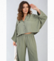 Oversized Long Sleeve Crop Top and Wide Leg Trouser Co-ord Set