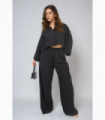 Oversized Long Sleeve Crop Top and Wide Leg Trouser Co-ord Set