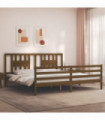 vidaXL Bed Frame with Headboard Honey Brown 200x200 cm Solid Wood