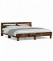 vidaXL Bed Frame with Headboard Smoked Oak 180x200 cm Super King Size Engineered Wood