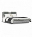 vidaXL Bed Frame with Headboard and LED Lights Grey Sonoma 120x190 cm Small Double