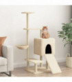 vidaXL Cat Tree with Sisal Scratching Posts Cream 130.5 cm