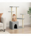 vidaXL Cat Tree with Sisal Scratching Posts Light Grey 107.5 cm